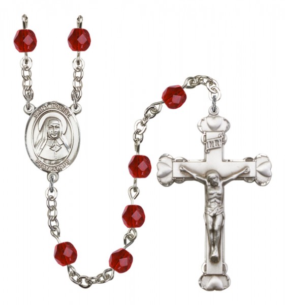 Women's St. Louise de Marillac Birthstone Rosary - Ruby Red