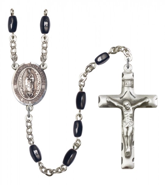 Men's Virgen de Guadalupe Silver Plated Rosary - Black | Silver