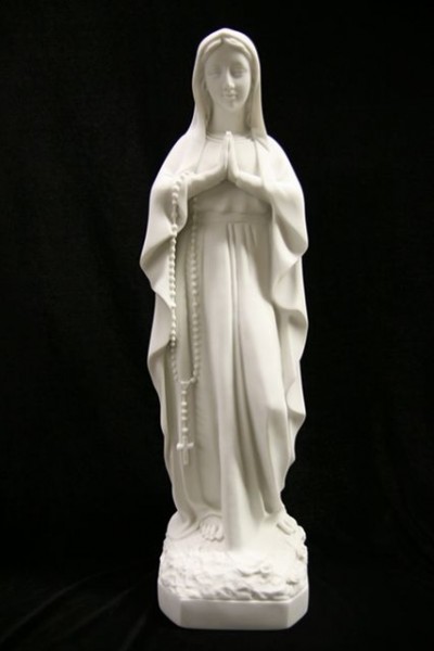 Our Lady of Lourdes Statue White Marble Composite - 22 inch - White