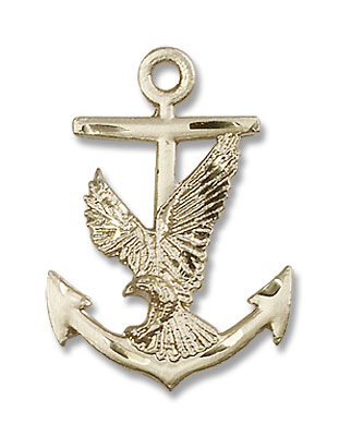 Anchor and Eagle Pendant - 14K Solid Gold
