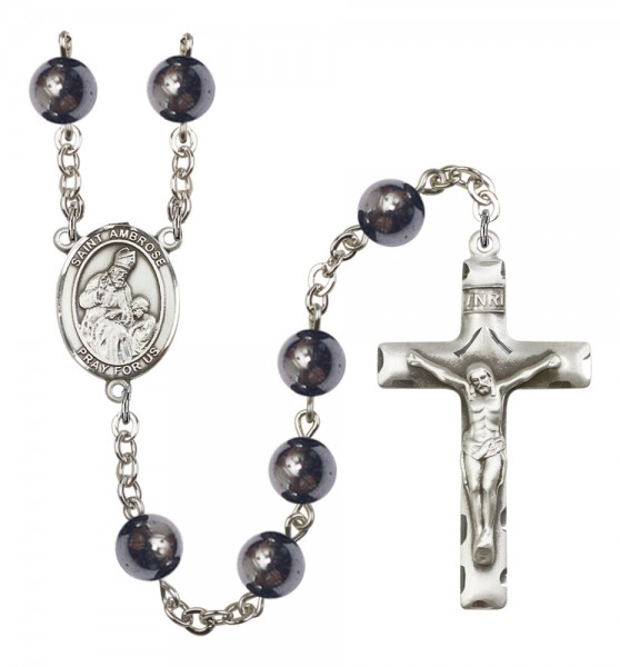 Men's St. Ambrose Silver Plated Rosary - Silver