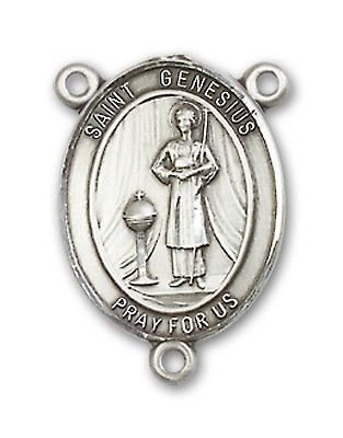St. Genesius of Rome Rosary Centerpiece Sterling Silver or Pewter - Sterling Silver