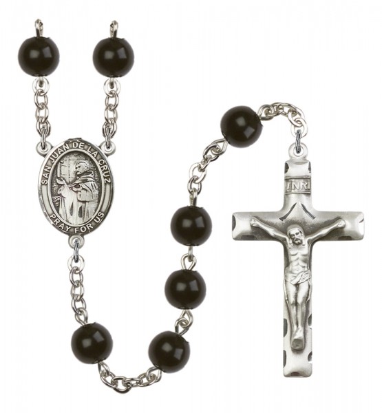 Men's San Juan de la Cruz Silver Plated Rosary - Black
