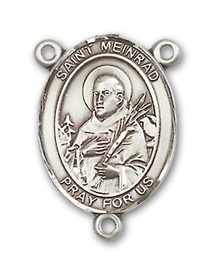 St. Meinrad of Einsideln Rosary Centerpiece Sterling Silver or Pewter - Sterling Silver