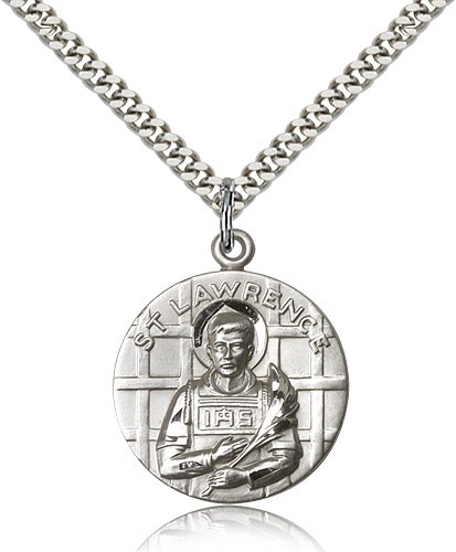 Round St. Lawrence of Rome Medal - Sterling Silver