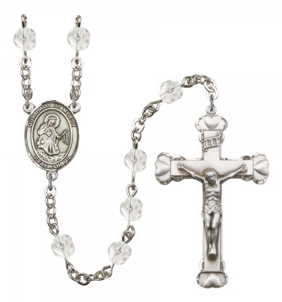Women's Our Lady of Mercy Birthstone Rosary - Crystal