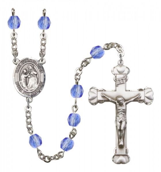 Women's San Juan de Dios Birthstone Rosary - Sapphire