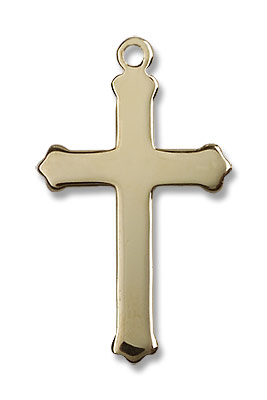Cross Pendant with Heart Tips - 14K Solid Gold