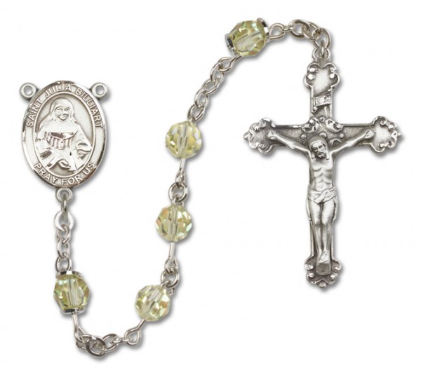 St. Julia Billiart Sterling Silver Heirloom Rosary Fancy Crucifix - Zircon