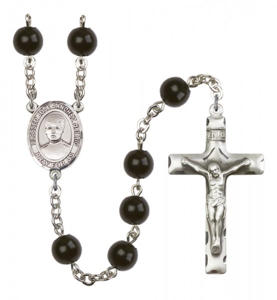 Men's Blessed Jose Canchez del Rio Silver Plated Rosary - Black