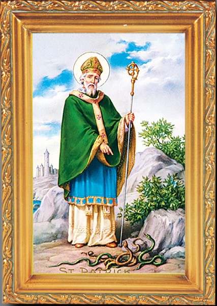 St. Patrick Antique Gold Framed Print - Full Color
