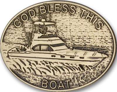 God Bless This Boat Visor Clip - Antique Gold