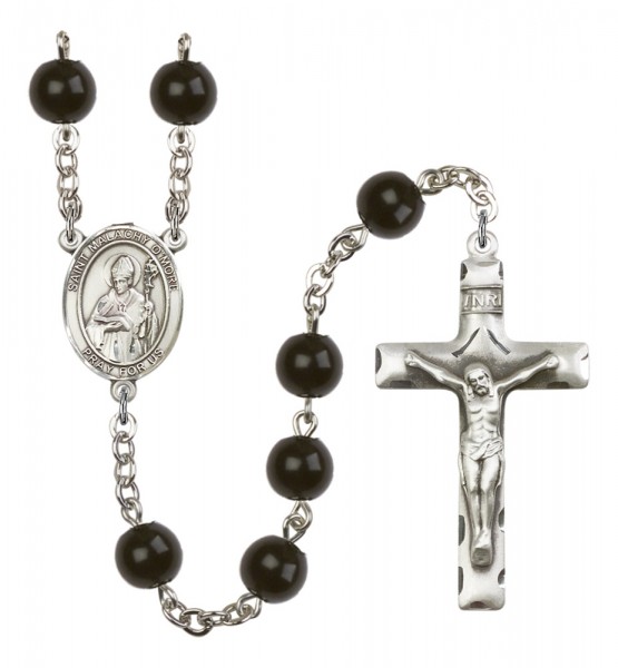 Men's St. Malachy O'More Silver Plated Rosary - Black