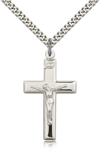 Traditional High Polish Crucifix Pendant - Sterling Silver