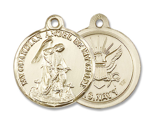 Guardian Angel Navy Medal - 14K Solid Gold