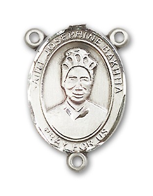 St. Josephine Bakhita Rosary Centerpiece Sterling Silver or Pewter - Sterling Silver