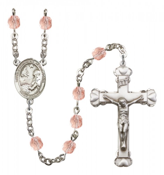 Women's St. Catherine of Bologna Birthstone Rosary - Pink