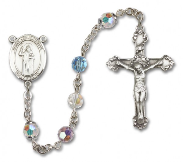 St. Columbkille Sterling Silver Heirloom Rosary Fancy Crucifix - Multi-Color