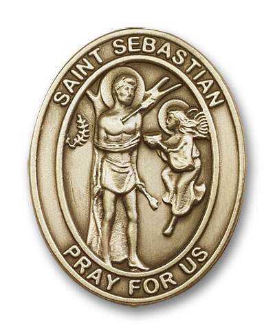 St. Sebastian Visor Clip - Antique Gold