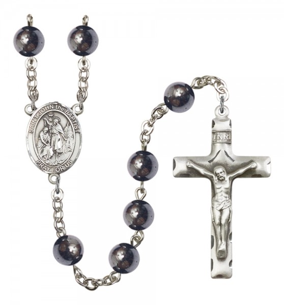 Men's St. John the Baptist Silver Plated Rosary - Silver