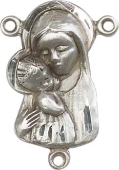 Madonna &amp; Child Sterling Silver Rosary Centerpiece - Sterling Silver