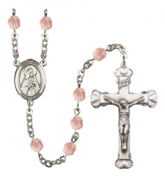 Women's St. Rita of Cascia Birthstone Rosary - Pink