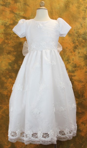 Plus Size First Communion Dress with Floral Embroidery from Catholic ...