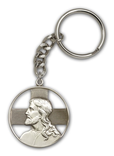 Christ Keychain - Antique Silver