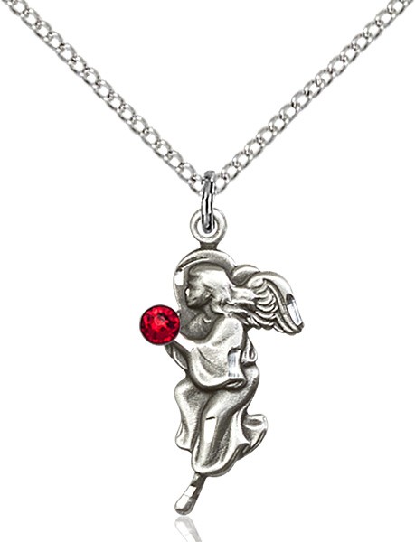 Angel Pendant with Birthstone Options - Ruby Red