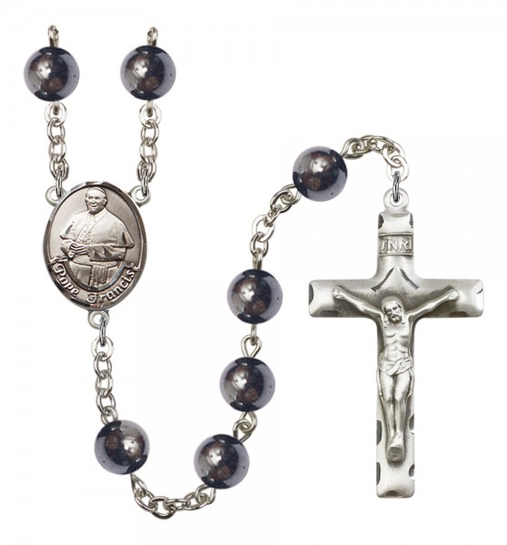 Men's Pope Francis Silver Plated Rosary - Silver