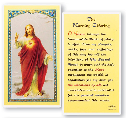 The Morning Offering Laminated Prayer Card - 25 Cards Per Pack .80 per card