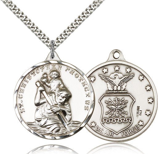 St. Christopher Air Force Medal - Sterling Silver