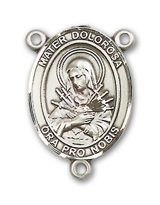 Mater Dolorosa Rosary Centerpiece Sterling Silver or Pewter - Sterling Silver