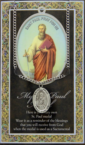 St. Paul Medal in Pewter with Bi-Fold Prayer Card - Silver tone