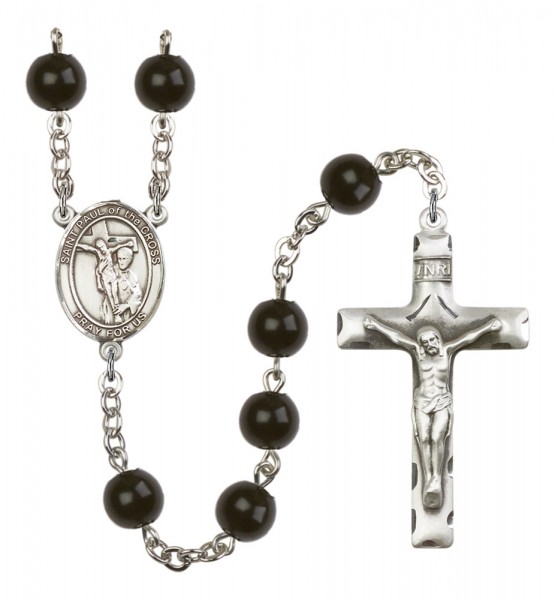 Men's St. Paul of the Cross Silver Plated Rosary - Black