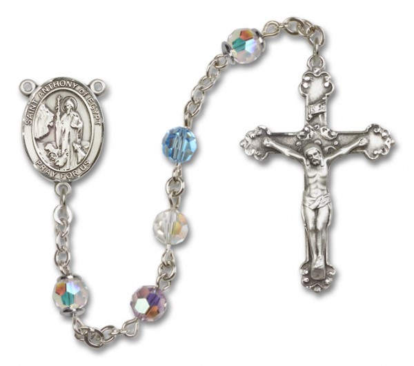 St. Anthony of Egypt Sterling Silver Heirloom Rosary Fancy Crucifix - Multi-Color
