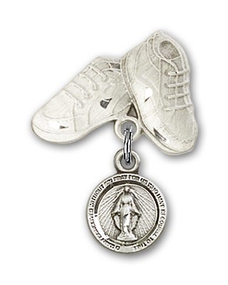 Baby Pin with Miraculous Charm and Baby Boots Pin - Silver tone