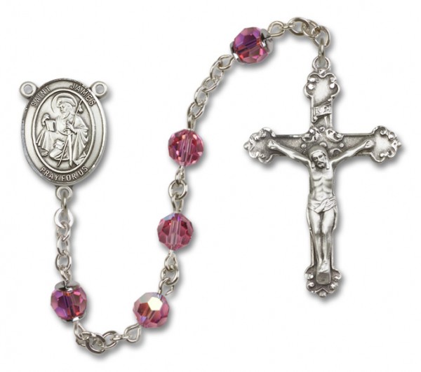 St. James the Greater  Sterling Silver Heirloom Rosary Fancy Crucifix - Rose