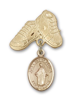 Baby Badge with Our Lady of Africa Charm and Baby Boots Pin - 14K Solid Gold
