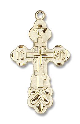 Men's St. Xenia Orthodox Cross Pendant - 14K Solid Gold