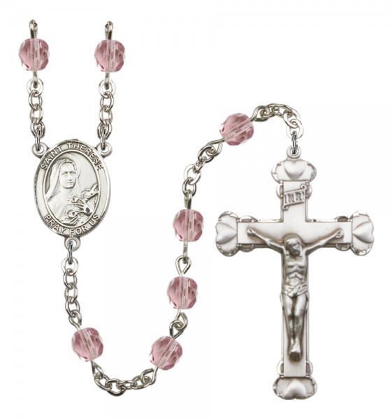 Women's St. Therese of Lisieux Birthstone Rosary - Light Amethyst