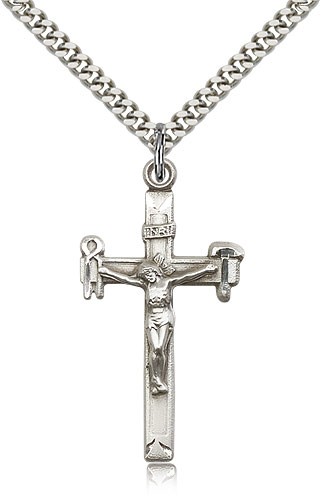 Hammer &amp; Wrench Crucifix Pendant - Sterling Silver
