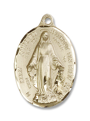 Oval Miraculous  Medal - 14K Solid Gold