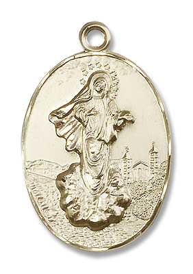Large Our Lady of Medugorje Medal - 14K Solid Gold