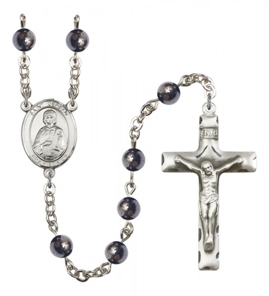 Men's St. Gerald Silver Plated Rosary - Gray