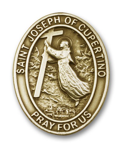 St. Joseph of Cupertino Oval Shaped Visor Clip - Antique Gold