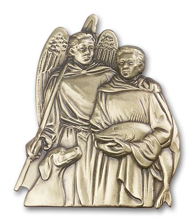 St. Raphael Visor Clip - Antique Gold
