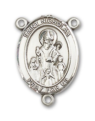 St. Nicholas Rosary Centerpiece Sterling Silver or Pewter - Sterling Silver