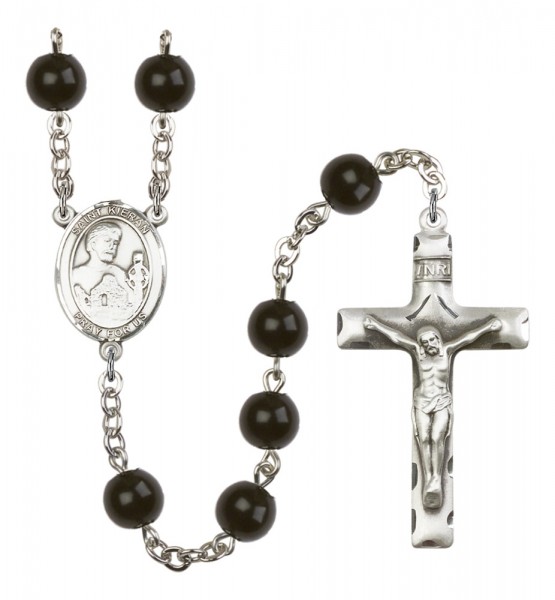 Men's St. Kieran Silver Plated Rosary - Black