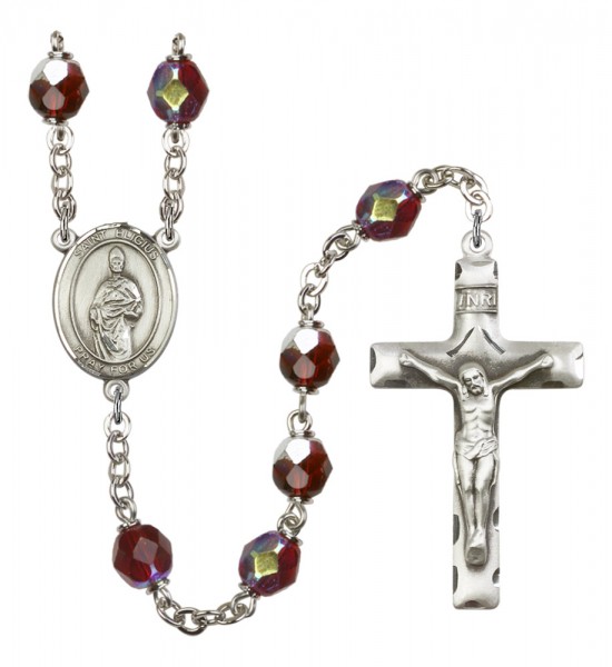 Men's St. Eligius Silver Plated Rosary - Garnet